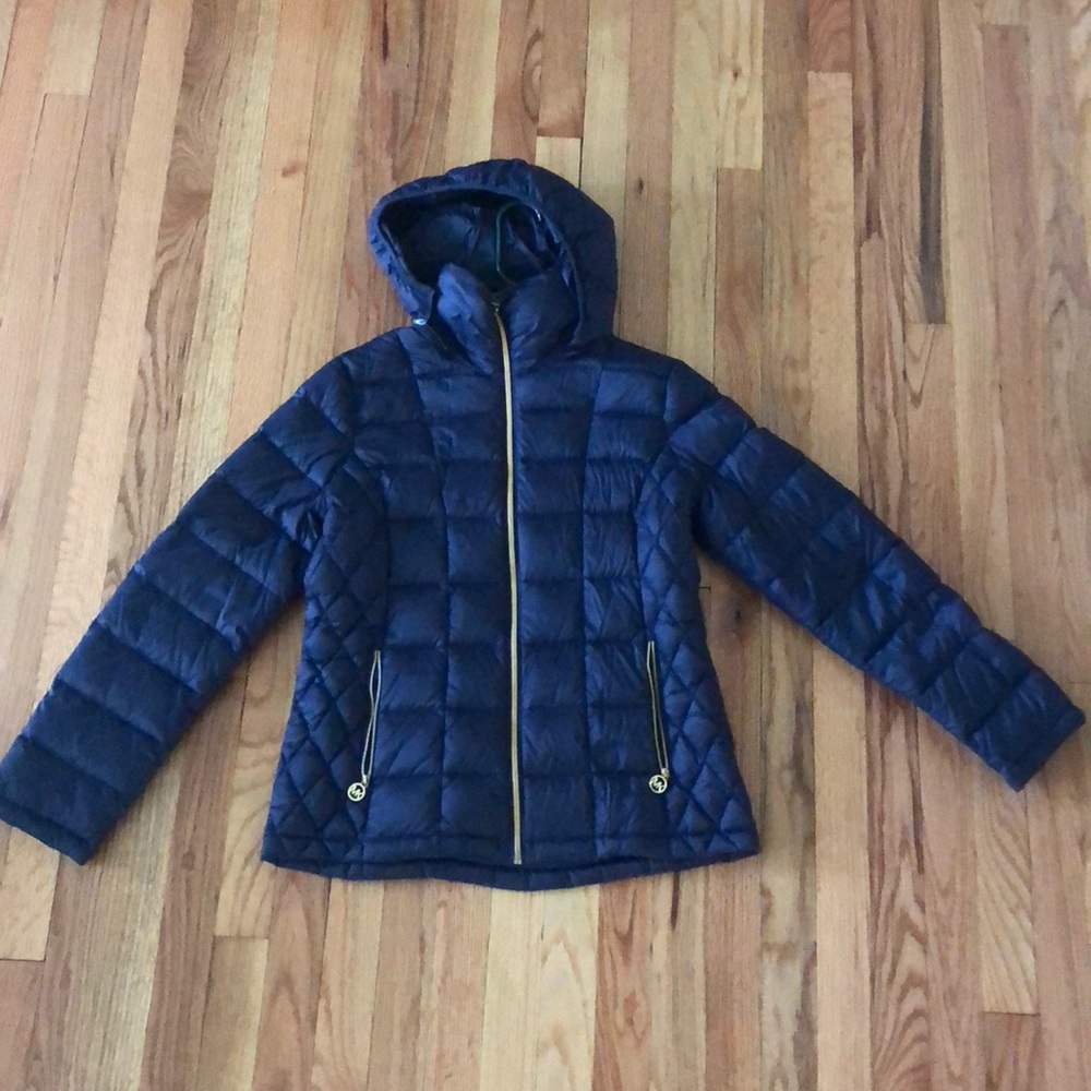 Michael Kors hooded packable puffer jacket